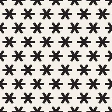 Star Line Shapes Grid. Vector Seamless Black and White Pattern 스톡 일러스트