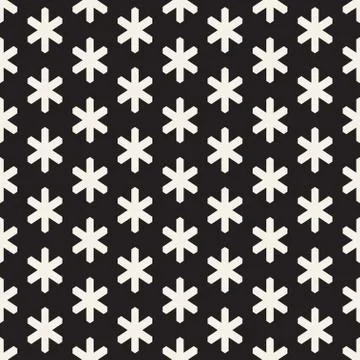 Star Line Shapes Grid. Vector Seamless Black and White Pattern 스톡 일러스트
