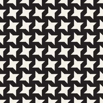 Star Line Shapes Grid. Vector Seamless Black and White Pattern 스톡 일러스트