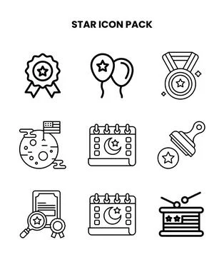 Star Line Vector Icons Pack Stock Illustration