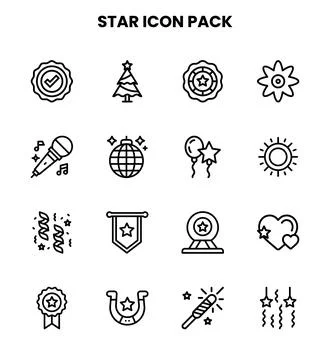 Star Line Vector Icons Pack Stock Illustration