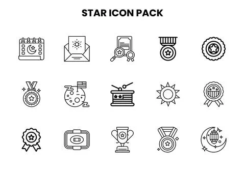 Star Line Vector Icons Pack Stock Illustration