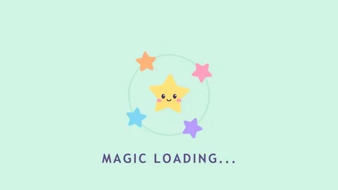 Star Loader Animation with Orbiting Colorful Shapes and Magic Text Stockbeeldmateriaal 348188126