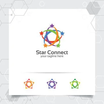 Star logo design concept of connected loop symbol , colorful star vector logo Stock Illustration