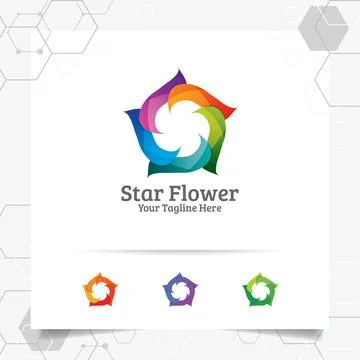 Star logo design concept of connected loop symbol , colorful star vector logo Stock Illustration