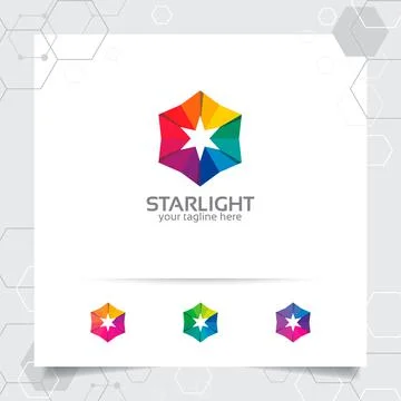 Star logo design concept of connected loop symbol , colorful star vector logo Stock Illustration
