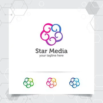 Star logo design concept of connected loop symbol , abstract star vector logo Stock Illustration