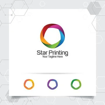 Star logo design concept of connected loop symbol , colorful star vector logo Stock Illustration