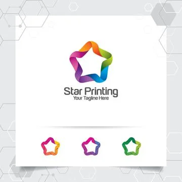 Star logo design concept of connected loop symbol , colorful star vector logo Stock Illustration