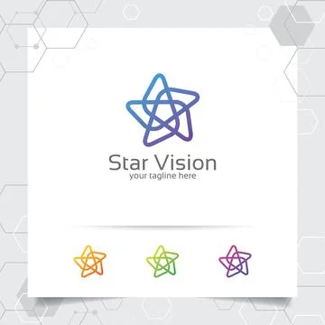 Star logo design concept of connected loop symbol , abstract star vector logo Stock Illustration