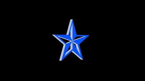 Star logo icon loopable rotated blue color black background Stock Illustration