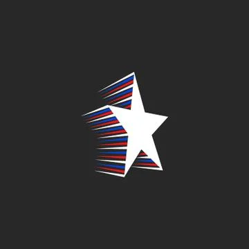 Star logo with motion elements in the patriotic american tricolor flag nation Stock Illustration