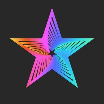 Star logo rainbow gradient, spiral perspective bright pattern with twisting.. 스톡 일러스트