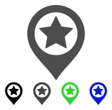 Star Map Marker Flat Icon Stock Illustration