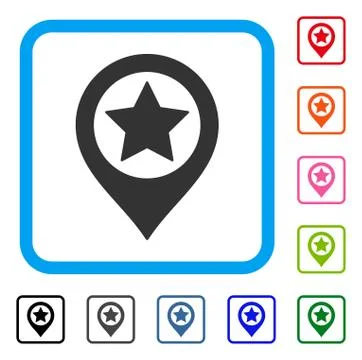 Star Map Marker Framed Icon Stock Illustration