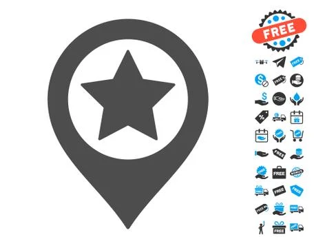 Star Map Marker Icon with Free Bonus Stock Illustration
