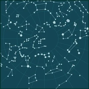 Star map vector illustration. Map of constellations. System star solar graphic Stock Illustration