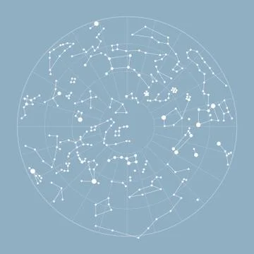 Star map vector illustration. Map of constellations. System star solar graphic Stock Illustration
