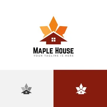 Star Maple Leaf House Home Autumn Fall Season Realty Logo Stock Illustration
