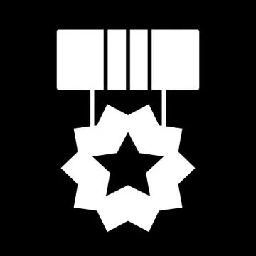 Star medal solid icon. vector illustration isolated on black. glyph style design Stock Illustration