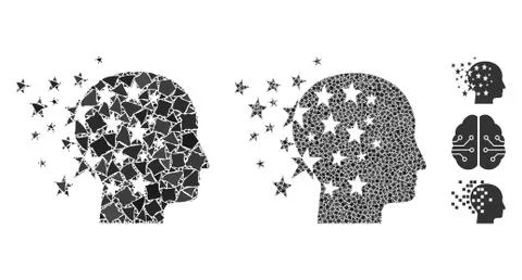 Star mind Composition Icon of Ragged Elements Stock Illustration