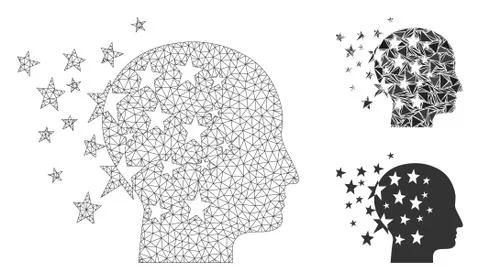 Star Mind Vector Mesh Wire Frame Model and Triangle Mosaic Icon Illustrazione stock