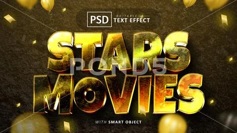 Star movies text effect editable PSD Template