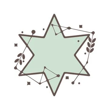 Star nature geometric frames with leaves made from lines and dots in hand dra Stock Illustration