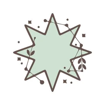 Star nature geometric frames with leaves made from lines and dots in hand dra Stock Illustration