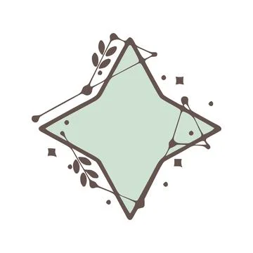 Star nature geometric frames with leaves made from lines and dots in hand dra Stock Illustration