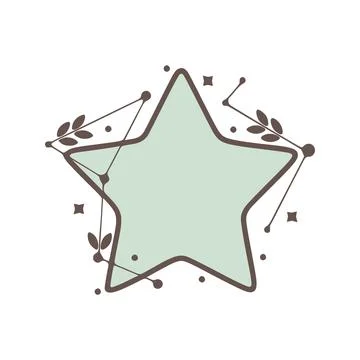 Star nature geometric frames with leaves made from lines and dots in hand dra Stock Illustration