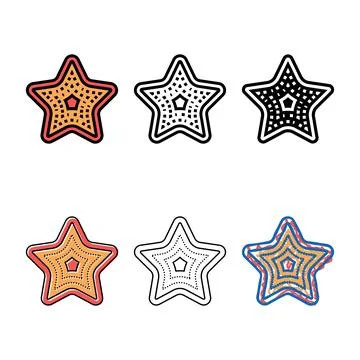Star ocean color icon vector set Stock Illustration