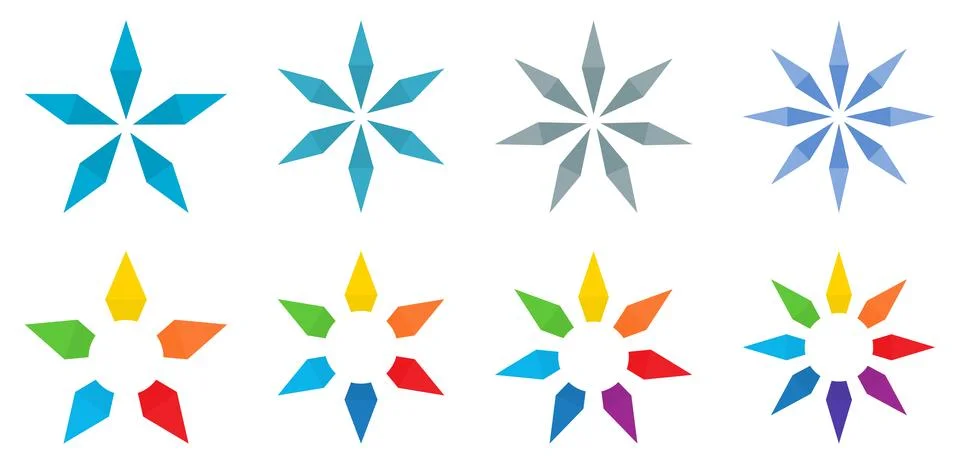 Star or snowflake like shapes, version with five to eight rays, can be used.. 스톡 일러스트