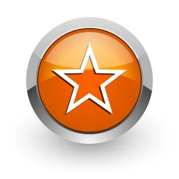 Star orange glossy web icon Stock Illustration