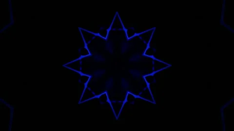 Star pattern with blue and red lights. Kaleidoscope VJ loop Stock Footage 261671317