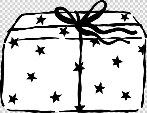Star Pattern Gift Box Outline Hand Drawn Doodle 库存插图
