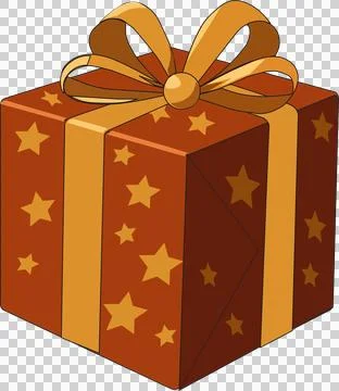 Star Pattern Gift Box with Ribbon Vector Illustration Illustrazione stock