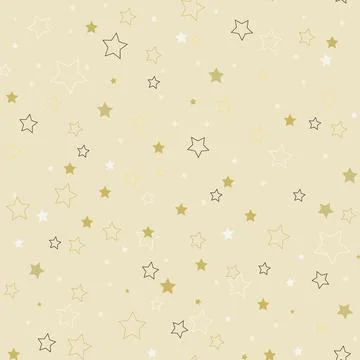 Star pattern on gold color, vector christmas seamless background. Illustrazione stock