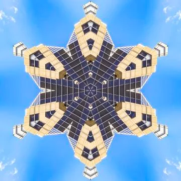 Star pattern made with apartment building and sky Foto stock