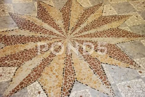 Star pattern mosaic made from floor tiles in the Diocletian Pallace Stock Photos