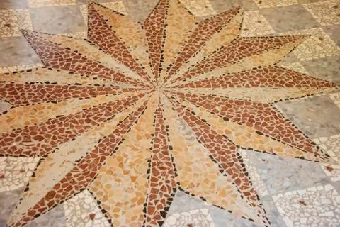 Star pattern mosaic made from floor tiles in the Diocletian Pallace Stock Photos