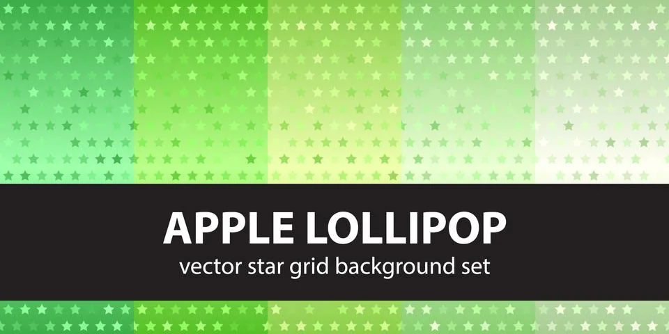 Star pattern set "Apple Lollipop". Vector seamless backgrounds Stock Illustration