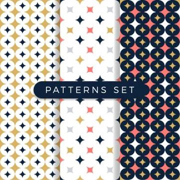 Star pattern set. Ornamental Vector seamless space pattern. Modern stylish te Illustrazione stock