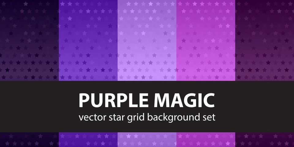 Star pattern set Purple Magic. Vector seamless backgrounds Illustrazione stock
