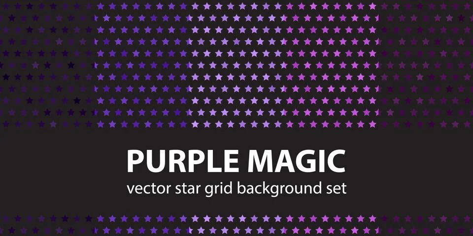 Star pattern set "Purple Magic". Vector seamless backgrounds Stock Illustration