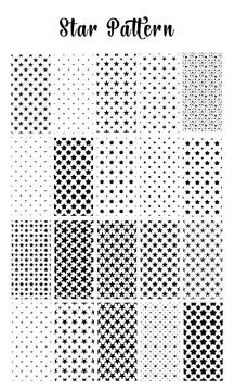 Star Pattern Set, Seamless Bold Scattered Mixed Size Geometric Star Repeat .. イラスト素材