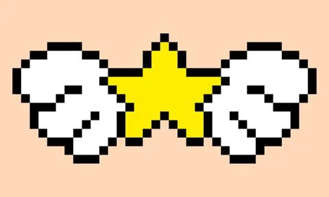 Star pattern with wing. Pixel star with wing image. Vector Illustration of pi 스톡 일러스트