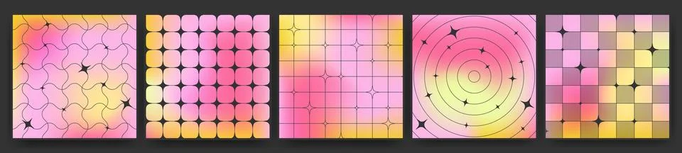 Star pattern y2k aesthetic backgrounds collection Stock Illustration