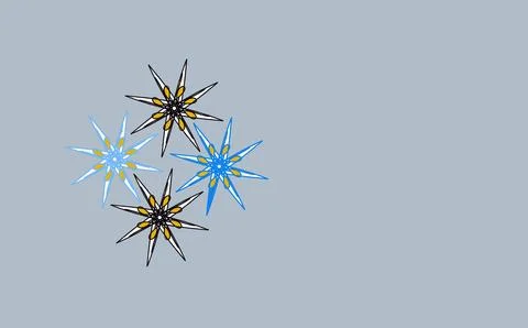Star patterns with blue yellow black colors on gray background Stock Illustration