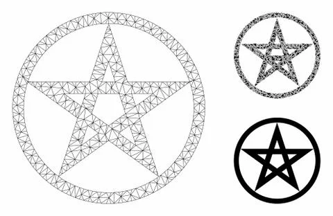 Star Pentacle Vector Mesh Wire Frame Model and Triangle Mosaic Icon Illustrazione stock